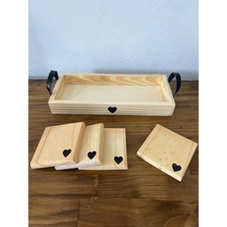 Kit Bandeja Decorativa Slin e 4 Porta Copos, Kit Decorativo, Mesa Posta, Decoração Casa - 4