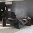Ver imagem 1 de Escrivaninha Mesa Escritório Diretor em L em Tamburato 200cm Charuto e Preto Marrom Artany
