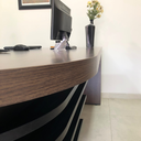Ver imagem 5 de Escrivaninha Mesa Escritório Diretor em L em Tamburato 200cm Charuto e Preto Marrom Artany