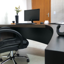 Ver imagem 4 de Escrivaninha Mesa Escritório Diretor em L em Tamburato 200cm Charuto e Preto Marrom Artany