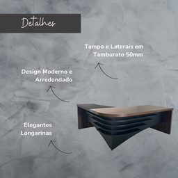 Mesa para Escritório Diretor em L em Tamburato  - 10