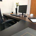 Ver mais imagens de Escrivaninha Mesa Escritório Diretor em L em Tamburato 200cm Charuto e Preto Marrom Artany