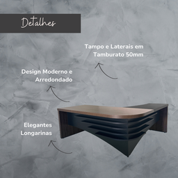 Escrivaninha Mesa Escritório Diretor em L Tamburato e Elegante 200cm Charuto E Preto - 12