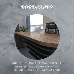 Escrivaninha Mesa Escritório Diretor em L Tamburato e Elegante 200cm Charuto E Preto - 17