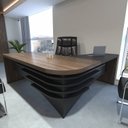Ver imagem 1 de Escrivaninha Mesa Escritório Diretor em L Tamburato e Elegante 200cm Charuto e Preto Marrom Artany