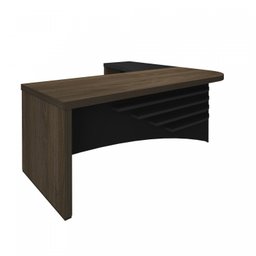 Escrivaninha Mesa Escritório Diretor em L Tamburato e Elegante 200cm Charuto E Preto - 8