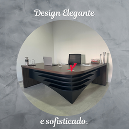 Escrivaninha Mesa Escritório Diretor em L Tamburato e Elegante 200cm Charuto E Preto - 16