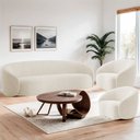 Ver imagem 2 de Kit Sofá 3 Lugares 180cm e 2 Poltronas Orgânica Luxo Recepção Amore Bouclé Bege