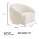 Ver imagem 4 de Kit Sofá 3 Lugares 180cm e 2 Poltronas Orgânica Luxo Recepção Amore Bouclé Bege