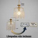 Ver imagem 5 de Lustre Pendente Dourado com Cristais em Acrílico - Moderno