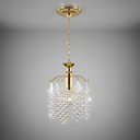 Ver imagem 2 de Lustre Pendente Dourado com Cristais em Acrílico - Moderno