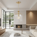 Ver imagem 3 de Lustre Pendente Dourado com Cristais em Acrílico - Moderno