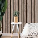 Ver imagem 2 de Papel de Parede Adesivo Ripado Madeira Natural Escura 5,0m