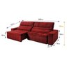Sofá Retrátil Reclinável Supremo 3,00m Suede Velut Vermelho Molas no Assento - King House - 2