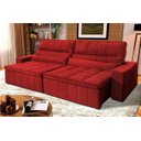 Ver imagem 1 de Sofá Retrátil Reclinável Supremo 3,00m Suede Velut Vermelho Molas no Assento - King House