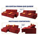 Ver imagem 4 de Sofá Retrátil Reclinável Supremo 3,00m Suede Velut Vermelho Molas no Assento - King House