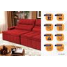 Sofá Retrátil Reclinável Supremo 3,00m Suede Velut Vermelho Molas no Assento - King House - 3