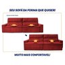 Sofá Retrátil Reclinável Supremo 3,00m Suede Velut Vermelho Molas no Assento - King House - 5