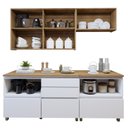 Ver imagem 4 de Cozinha Completa Modulada 4 Peças 6 Portas 4 Gavetas Norten Marrom/Branco/Nature