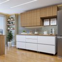 Ver imagem 1 de Cozinha Completa Modulada 4 Peças 6 Portas 4 Gavetas Norten Marrom/Branco/Nature