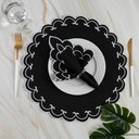 Ver imagem 1 de Jogo de Guardanapos Sousplat Americano 12 Peças Bordado Decorativo Sparta Preto 100% Poliéster