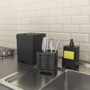 Ver imagem 2 de Kit Pia 3 Peças Lixeira Dispenser Porta Talher Cozinha - Stolf