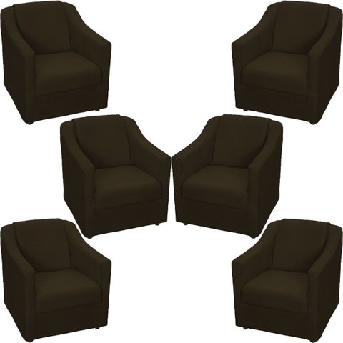 Kit 6 Poltronas Decorativas para Sala Recepção Consultório Manicure Cadeira Mila Suede