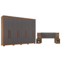 Ver imagem 1 de Guarda Roupa Casal 8 Portas 4 Gavetas Master New com Pés e Cabeceira Casal Loanda com Gavetas Jatobá