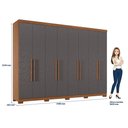 Ver imagem 2 de Guarda Roupa Casal 8 Portas 4 Gavetas Master New com Pés e Cabeceira Casal Loanda com Gavetas Jatobá