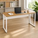 Ver imagem 1 de Mesa Industrial Retangular F5 Office MDF 160cm Freijó com Branco