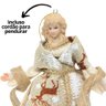 Anjo Decorativo Natal Pendente Rústico Bege Estampado Renas 17cm - Noel Decor - 6