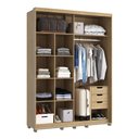 Ver imagem 3 de Guarda Roupa Solteiro 170cm 2 Portas e 3 Gavetas 100% Mdf Cor:mel com Champanhe