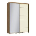 Ver imagem 2 de Guarda Roupa Solteiro 170cm 2 Portas e 3 Gavetas 100% Mdf Cor:mel com Champanhe