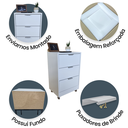 Ver imagem 4 de Mesa de Cabeceira Branca 40cm 3 Gavetas Mdf Quarto Gaveteiro Puxador Cinza - com Rodinhas Já Montado