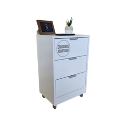 Mesa de Cabeceira Branca 40cm 3 Gavetas Mdf Quarto Gaveteiro Puxador Cinza - com Rodinhas Já Montado - 5