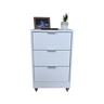 Mesa de Cabeceira Branca 40cm 3 Gavetas Mdf Quarto Gaveteiro Puxador Cinza - com Rodinhas Já Montado - 1