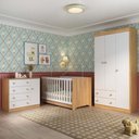 Ver imagem 1 de Quarto de Bebê Completo com Berço Americano 3 em 1 Encanto Multimóveis Mp4589 Madeirado/branco