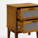 Ver imagem 5 de Mesa de Cabeceira para Quarto Estilo Retro Pés Madeira Maciça 2 Gavetas Santorini 45cm Nature Fosco