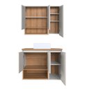 Ver imagem 3 de Gabinete de Banheiro 80cm Cecília com Espelheira 03 Portas e Um Nicho Mel/arenas com Cuba Branca