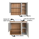Ver imagem 5 de Gabinete de Banheiro 80cm Cecília com Espelheira 03 Portas e Um Nicho Mel/arenas com Cuba Branca