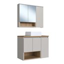 Ver imagem 2 de Gabinete de Banheiro 80cm Cecília com Espelheira 03 Portas e Um Nicho Mel/arenas com Cuba Branca