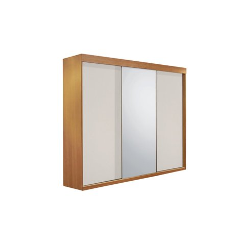 Guarda Roupa Casal 3 Portas de Correr Espelho Inteiro Central 6 Gavetas Garibaldi 100% Mdf - Valverd