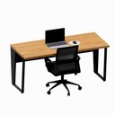 Ver imagem 4 de Mesa Escritório 1,80m X 0,70m Pé Metal e Cadeira Diretor F5 Cor:freijó com Preto