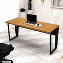 Ver imagem 1 de Mesa Escritório 1,80m X 0,70m Pé Metal e Cadeira Diretor F5 Cor:freijó com Preto