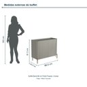 Ver imagem 3 de Buffet Bend 99 cm Porta Frisada Incolar Grigio com Pé Dourado