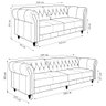 Conjunto de Sofá Sala de Estar Stanford Chesterfield 2 e 3 Lugares 200cm/240cm Pés Madeira Couro Mar - 4