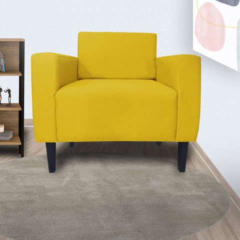 Poltrona Estofada Para Sala de Espera Leticia Slim Corano Amarelo - LM DECOR