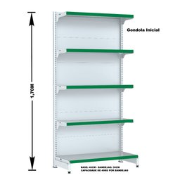 Gondola Parede 170 Fit Ate 3 Metros Branco 15 Bandeja Pe Verde - 2