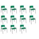 Ver imagem 1 de Kit 11 Cadeiras Infantil Iso, Escola, Base Cinza-verde Escuro