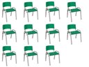 Ver imagem 1 de Kit 11 Cadeiras Infantil Iso, Escola, Base Cinza-verde Escuro
